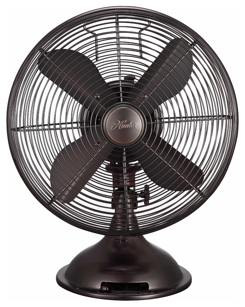 12" Retro Table Fan, Onyx Copper Industrial Electric Fans by