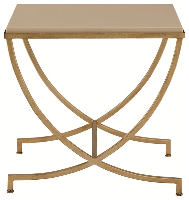 Flora Hollywood Regency Soft Gold Steel Stone Side End Table Flora Hollywood Regency Soft Gold Steel Stone Side End Table