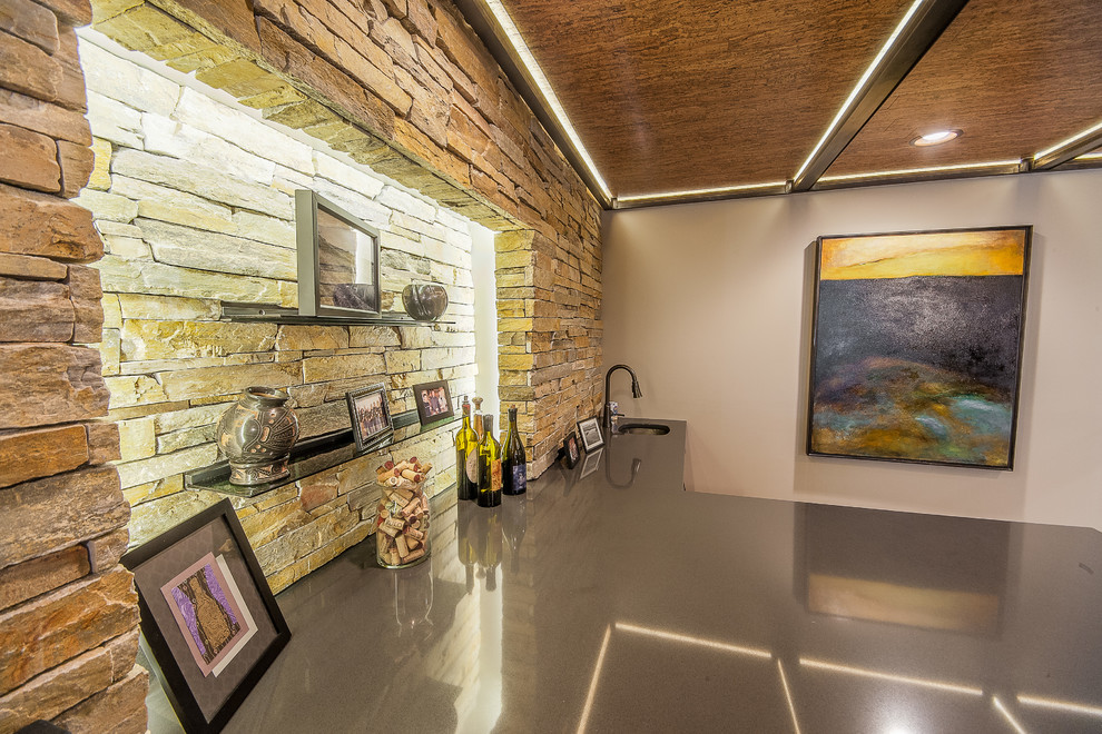 Example of a large mountain style home design design
