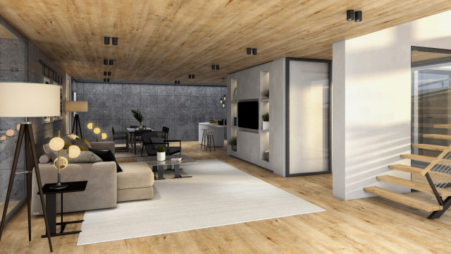 House for Grand Designs &ndash; Small Budget Home contemporary-living-room