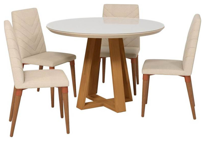 5-Pc Round Dining Table Set in White