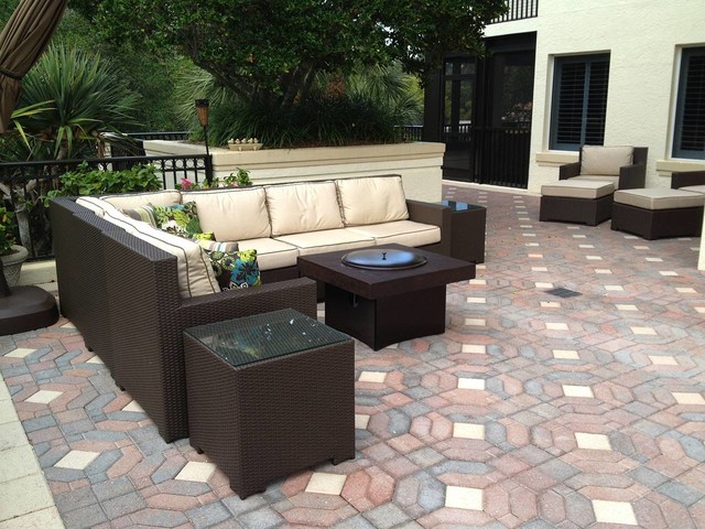 Outdoor Furniture Set With Gas Fire Pit Contemporary Orlando