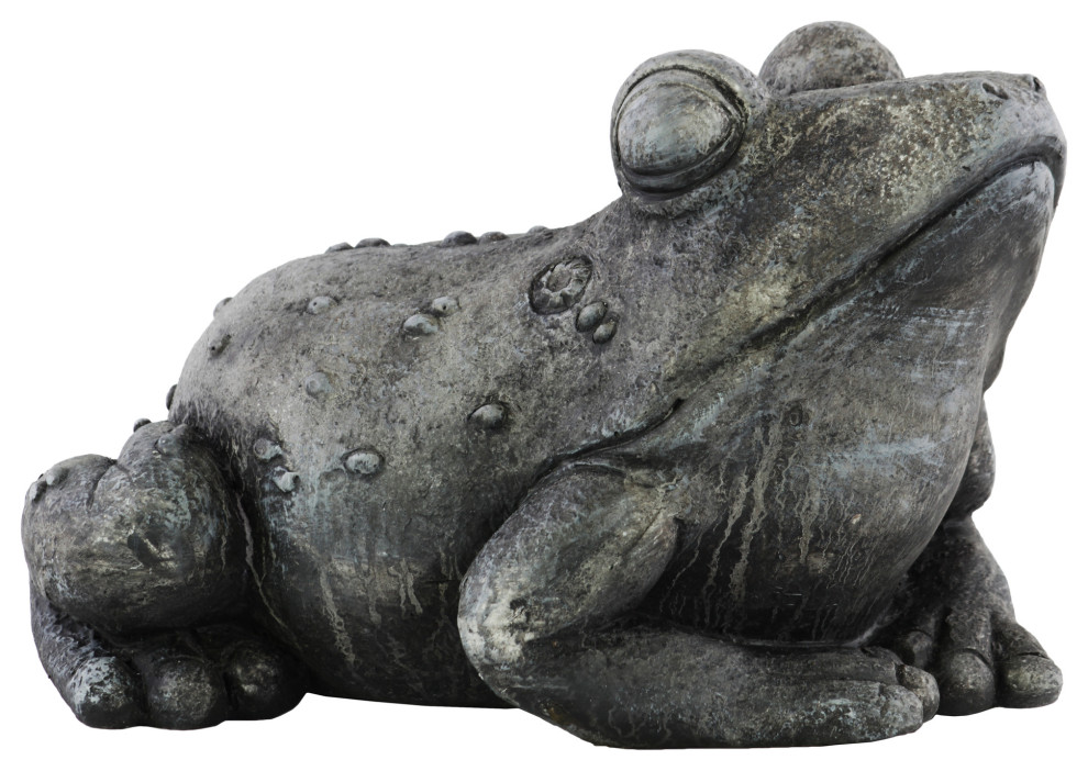 Sleeping Textured Fiberstone Frog Figurine, Washed Gray Contemporary