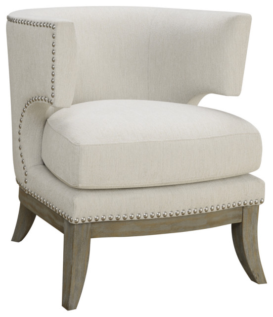 Jordan Dominic Barrel Back Accent Chair White and Weathered Grey