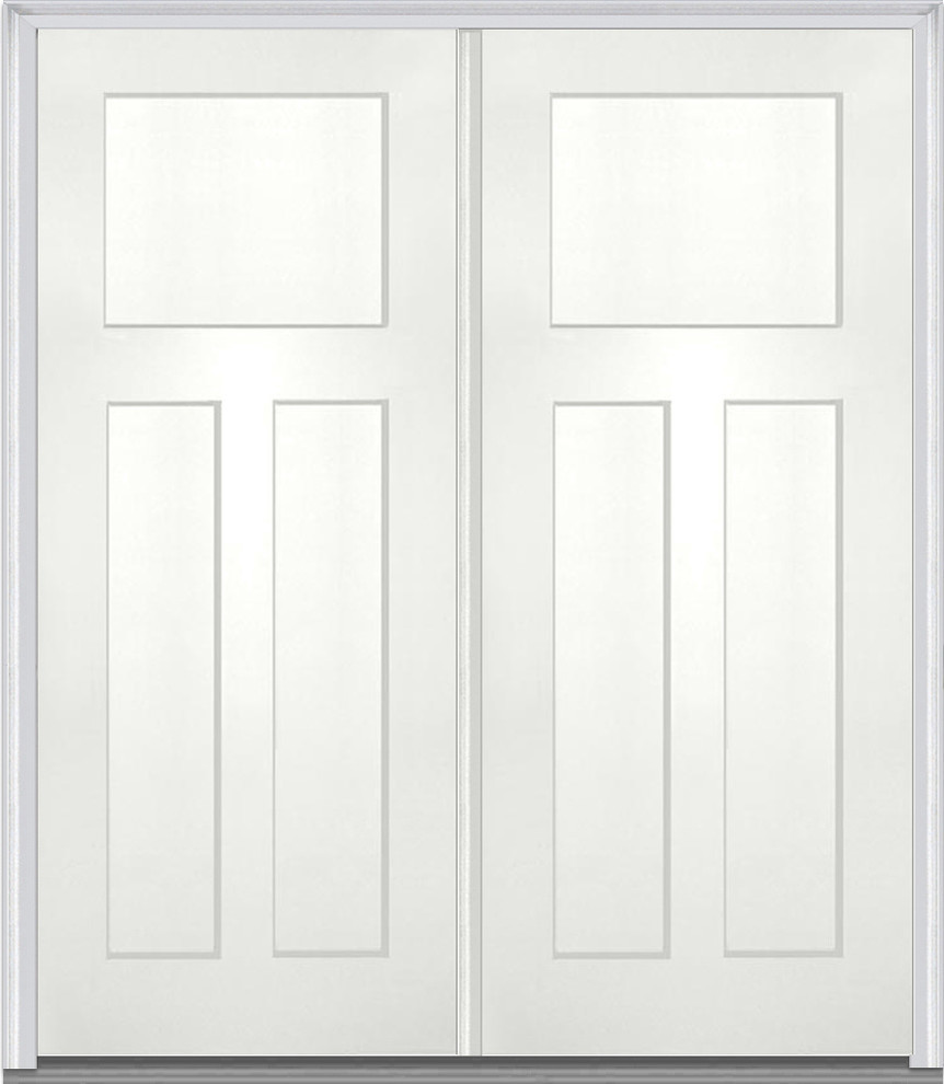 3 Panel Shaker Fiberglass Double Door 74"x81.75" LH In-Swing