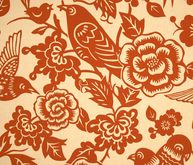 Aviary Fabric in Tangerine