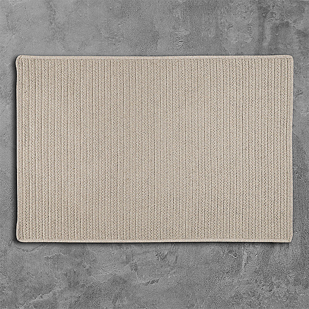 Sunbrella Solid Ash 3'x5', Rectangle, Braided Rug Farmhouse Outdoor