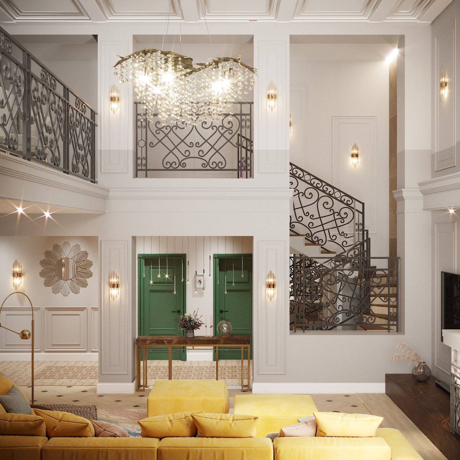 Дизайн-проект 2х этажной квартиры для большой семьи