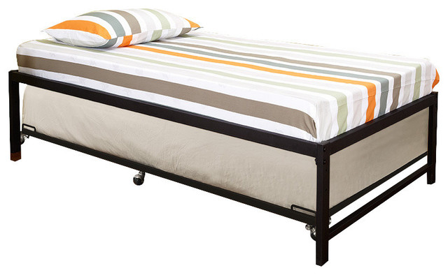 Archer Metal Daybed With Roll Out, Metal Twin Bed Frame With Pop Up Trundle