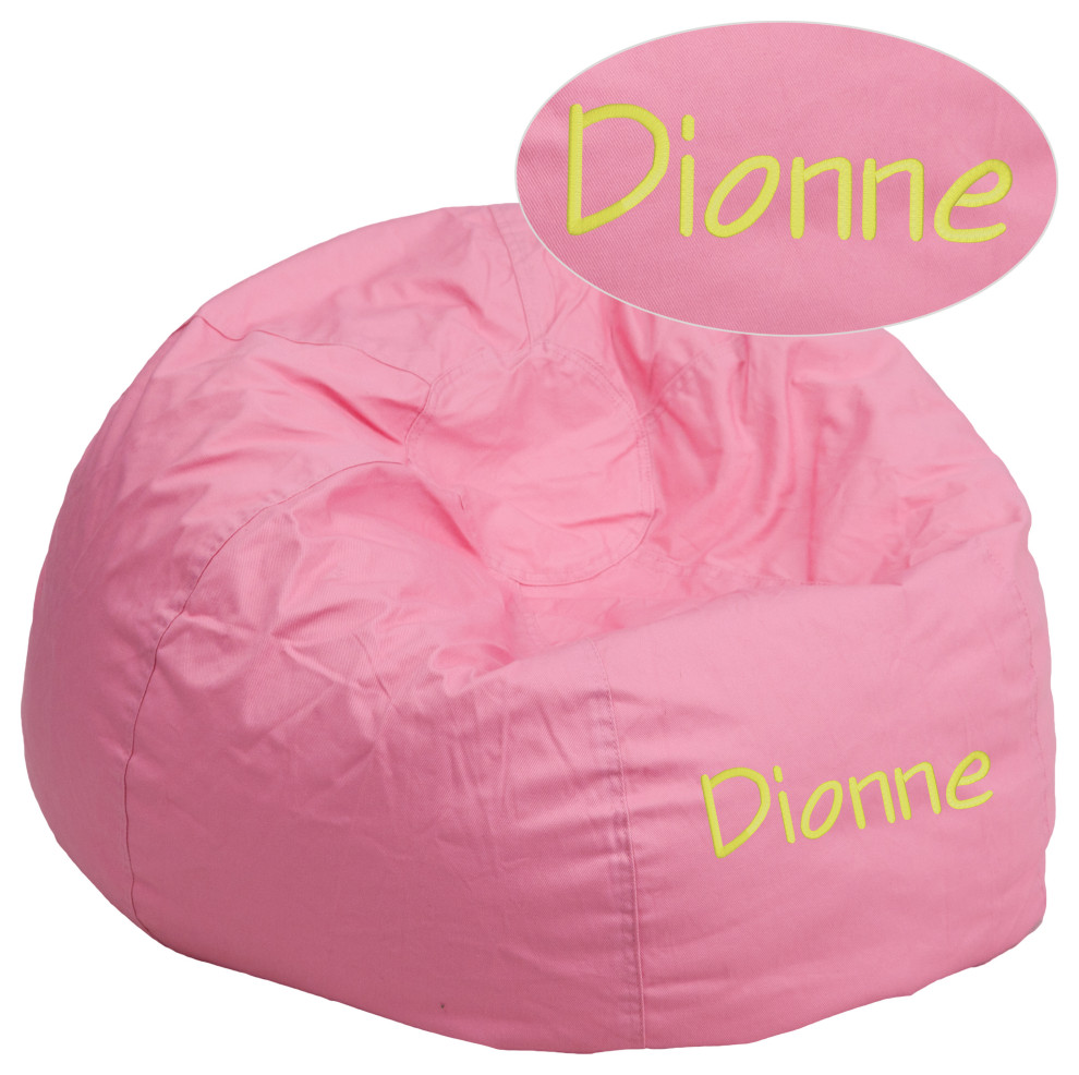 Personalized Oversized Solid Light Pink Bean Bag Chair for Kids and
