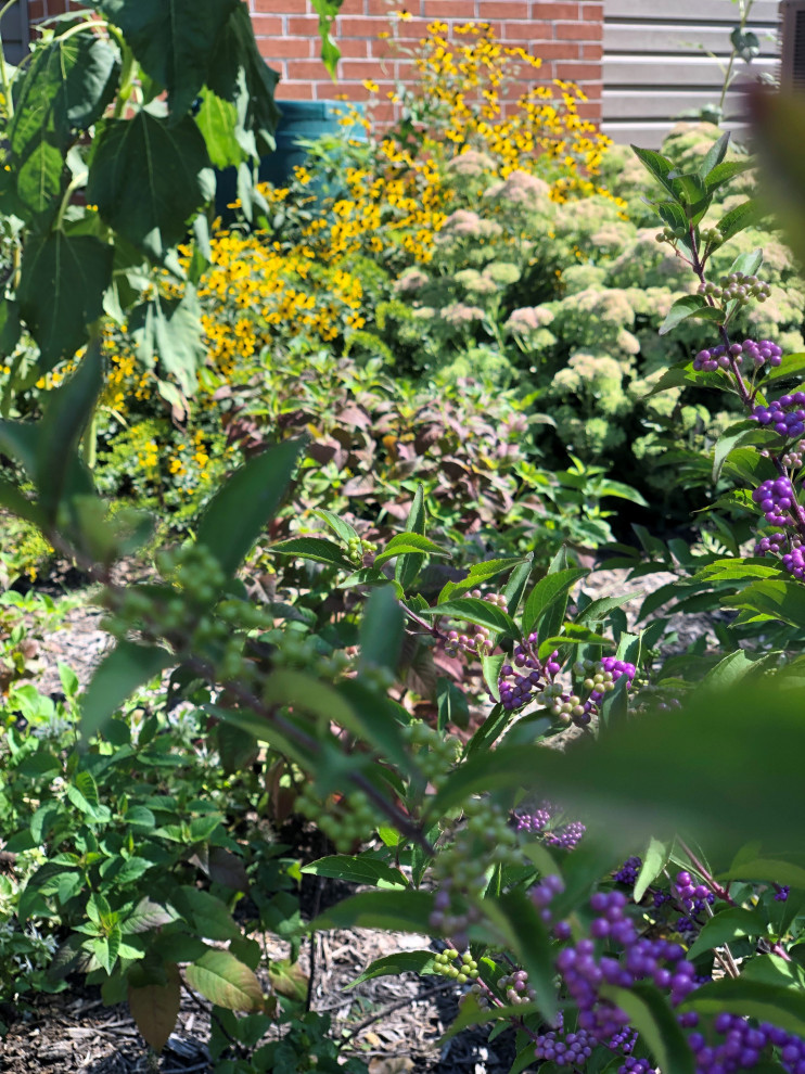 Inspiration for a mid-sized rustic drought-tolerant and full sun side yard stone flower bed for summer.
