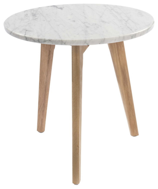 Cherie 15 Round Italian Carrara White, White Coffee Table Round With Wooden Legs