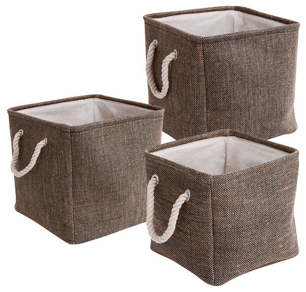 Set Of 3 Square Fabric Storage Baskets - Contemporary - Decorative ...