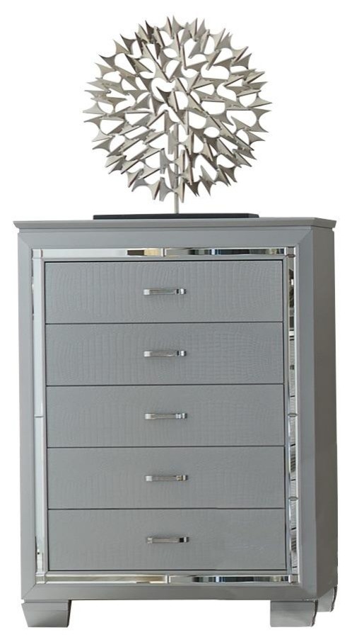 Algiers Chest Silver Alligator Embossed Contemporary Dressers