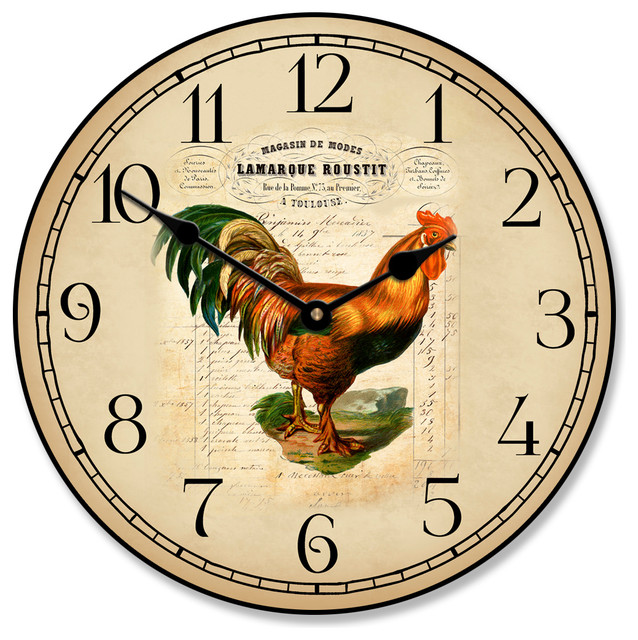 French Rooster Clock Farmhouse Wall Clocks by Clocks Around The World
