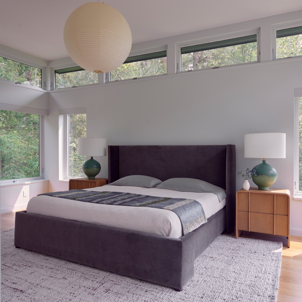 Example of a trendy bedroom design in Boston