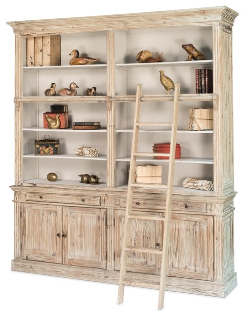 Jefferson Library Bookcase  With Ladder Farmhouse  