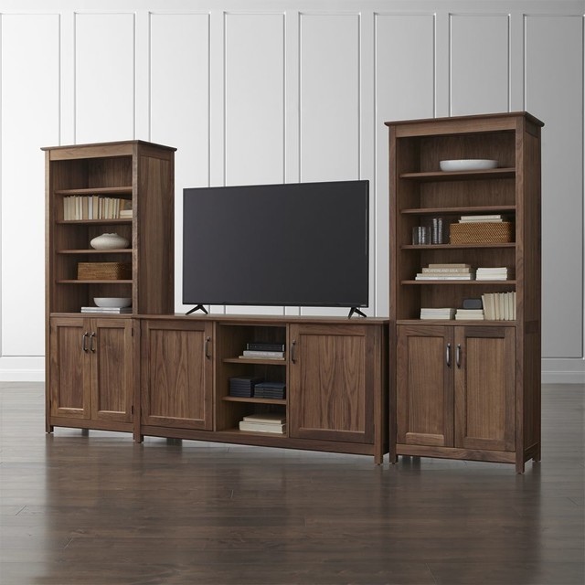 Ainsworth Walnut 64" Media Center and 2 Towers with Glass/Wood Doors