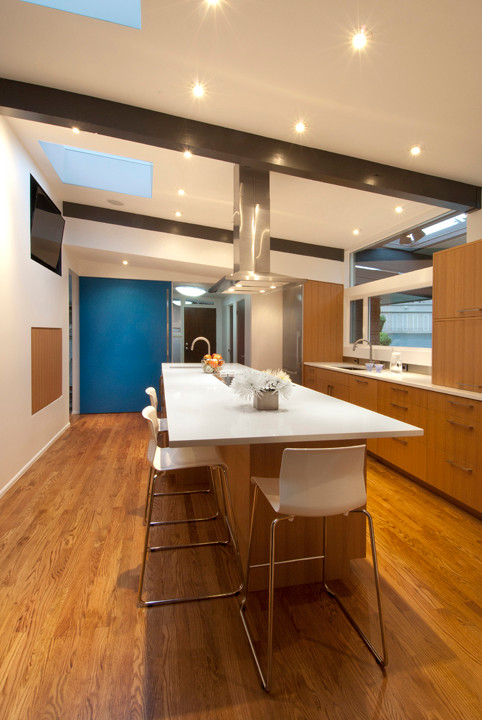 This is an example of a large midcentury galley kitchen in Seattle.