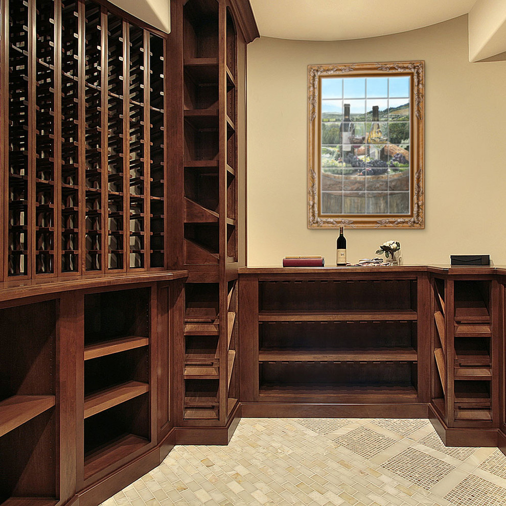 Vineyard Tile Mural in Wine Cellar Contemporary Wine Cellar