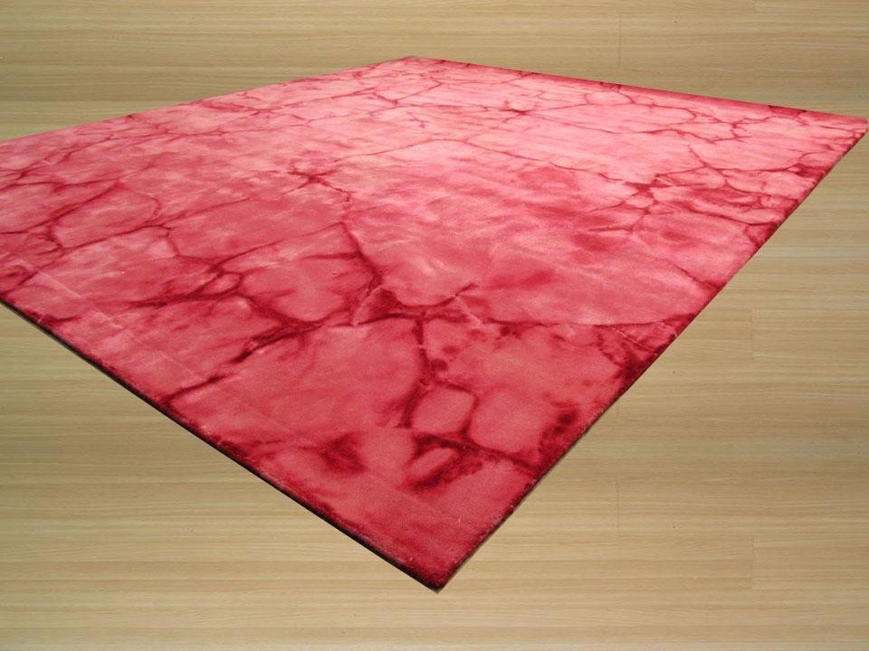 EORC Handmade Wool Pink Contemporary Abstract Dip Dyed Rug, Rectangular 5'x8'