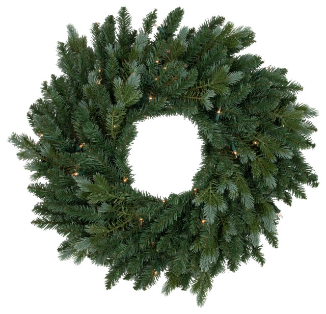 Pre-Lit Blue Spruce Artificial Christmas Wreath 36-Inch Clear Lights ...