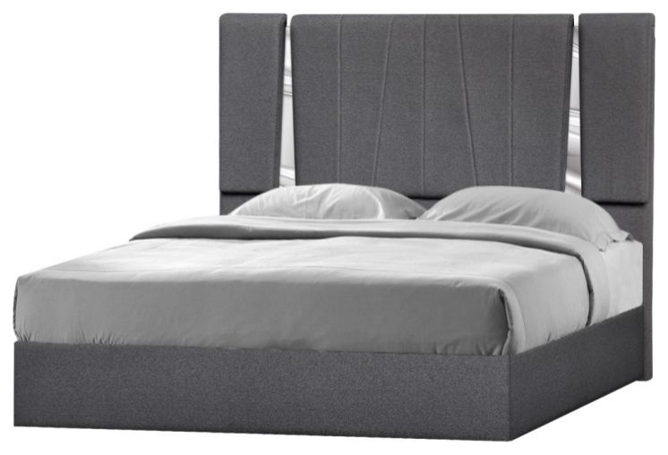 Corpus Christi Queen Size Bed, Charcoal with Naples Wood Finish Modern Platform Beds by