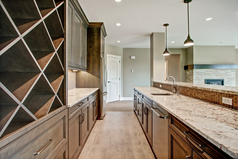 Inspiration for a transitional basement remodel in Calgary