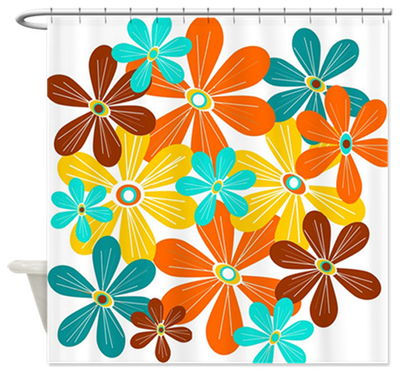 Floral Mid Century Modern Shower Curtain Contemporary Shower Curtains by Crash Pad Designs