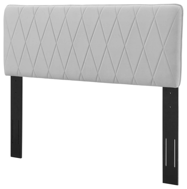 Headboard, King Size, Velvet, Dark Gray, Modern Contemporary, Bedroom