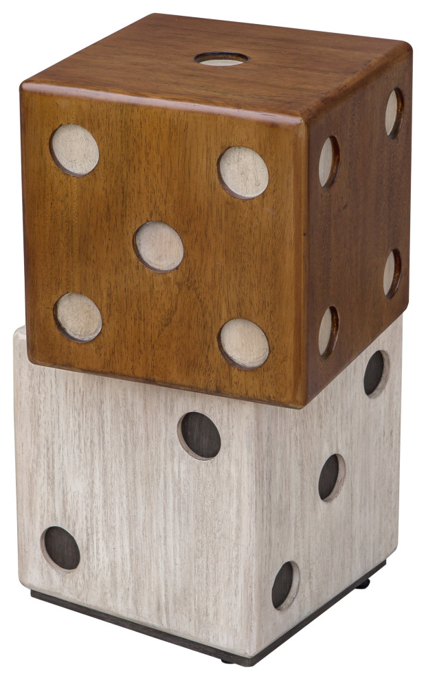Stacked Dice Geometric Accent Table Playful Game Room Contemporary Wood