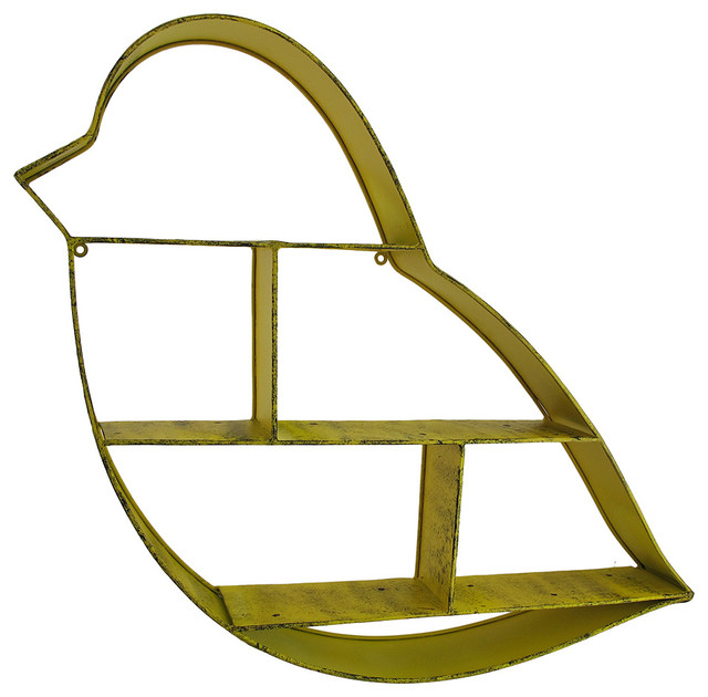 Yellow Bird Shaped Decorative Metal Shelf Wall Sculpture Display Yellow Bird Shaped Decorative Metal Shelf Wall Sculpture