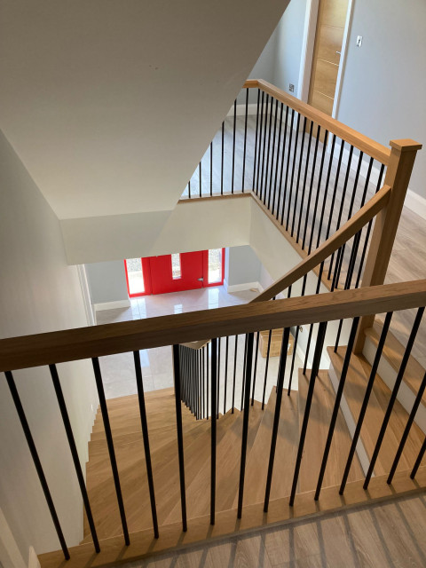 White Oak and Metal modern-staircase