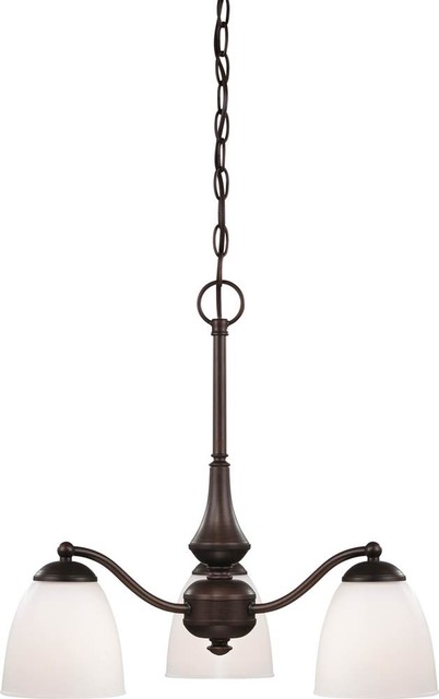 Nuvo 60/5162 Patton 3-Light Prairie Bronze and Frosted Glass Chandelier