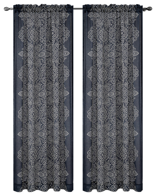 Bandhini Drapery Curtain Panels, Gray