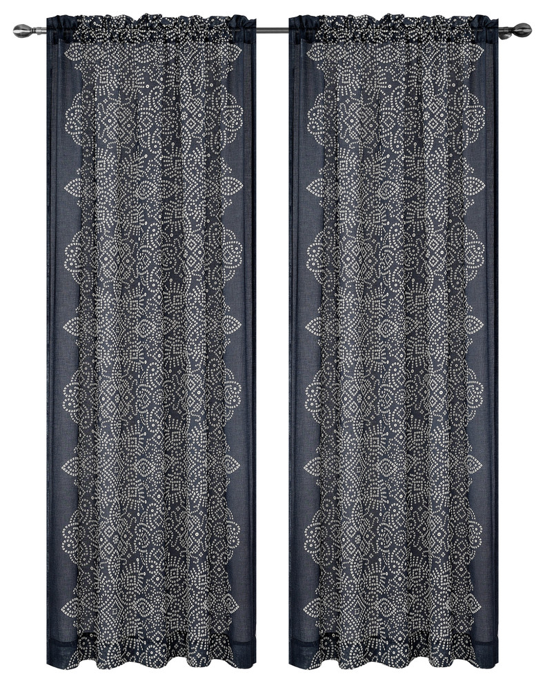 Bandhini Drapery Curtain Panels, Gray