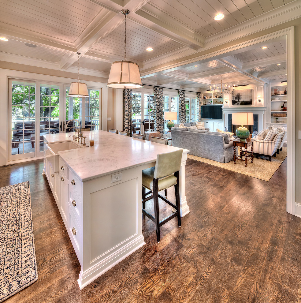 Inspiration for a transitional family room remodel in Kansas City