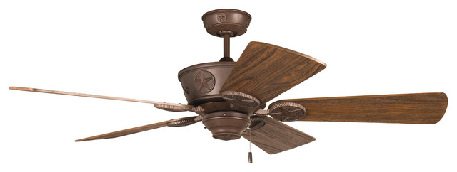 Chaparral Ceiling Fan Aged Bronze Textured With Rustic Dark Oak