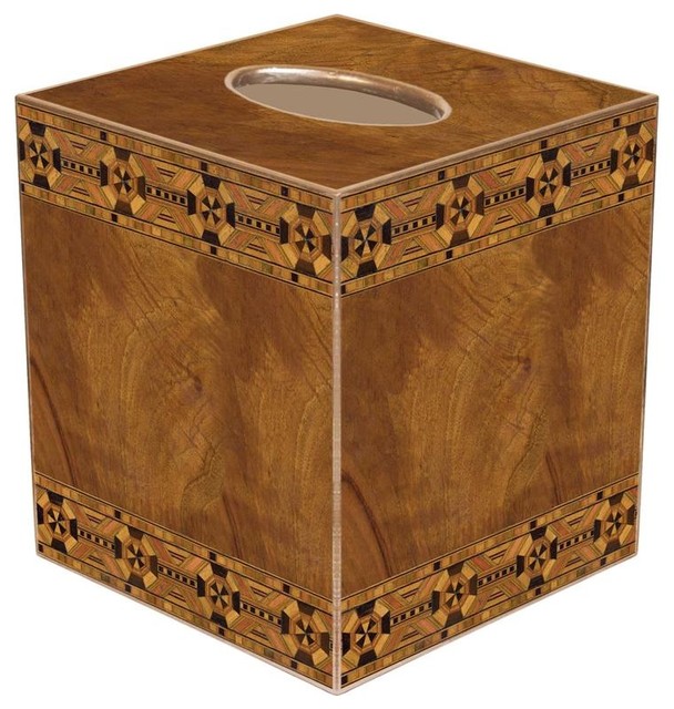 TB1537 Inlaid Wood Tissue Box Cover