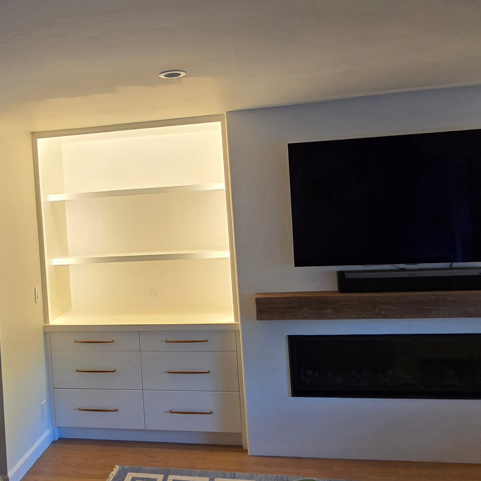Modern Media Wall with Custom Built-Ins LED
