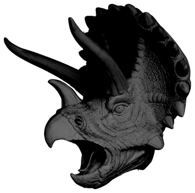 The Topps Faux Triceratops Head Wall Mount Sculpture Black The Topps Faux Triceratops Head Wall Mount Sculpture Black