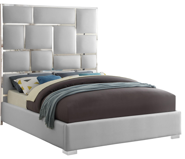 Milan Faux Leather Bed Contemporary, King Size White Leather Bed Frame