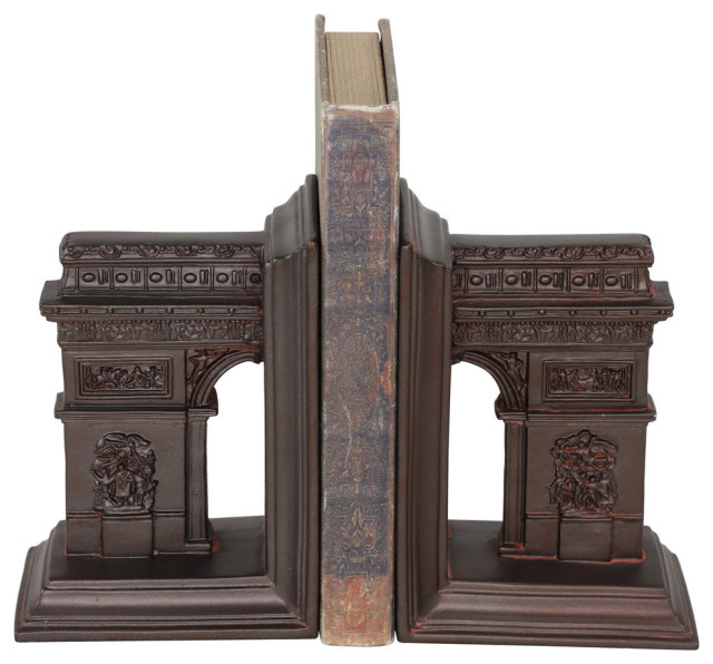 Dark Brown Arc De Triomphe Bookends, Set