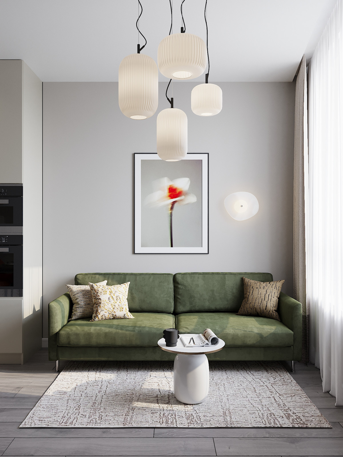 квартира с зеленым диваном