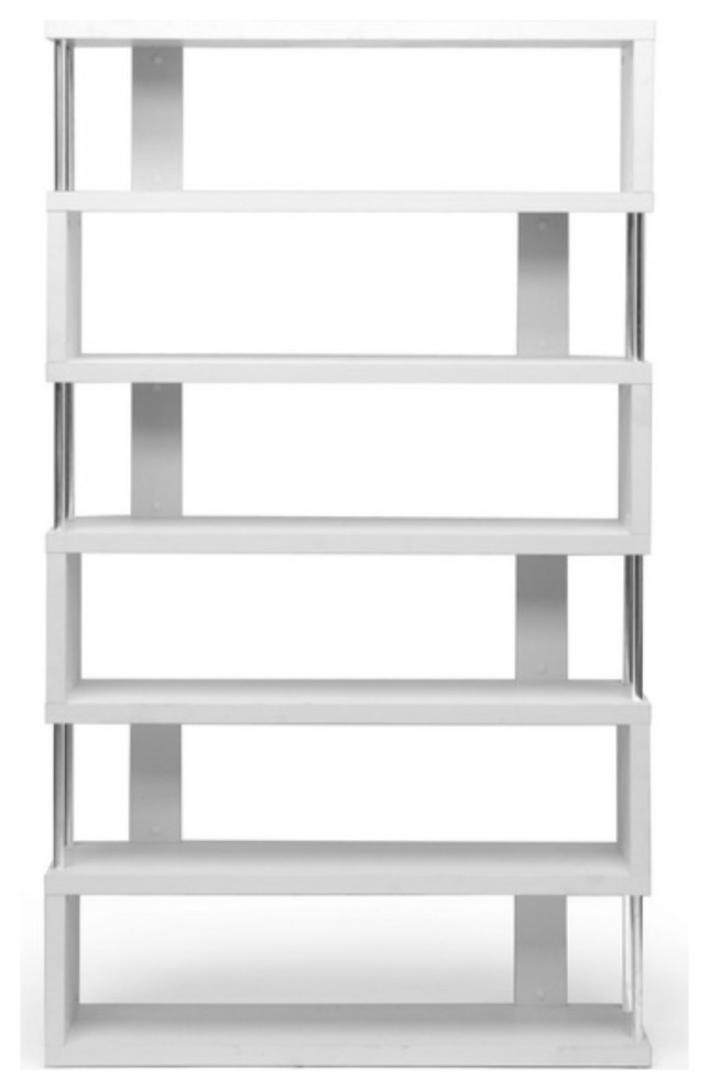 Barnes 6Shelf Modern Bookcase, White Contemporary Bookcases by