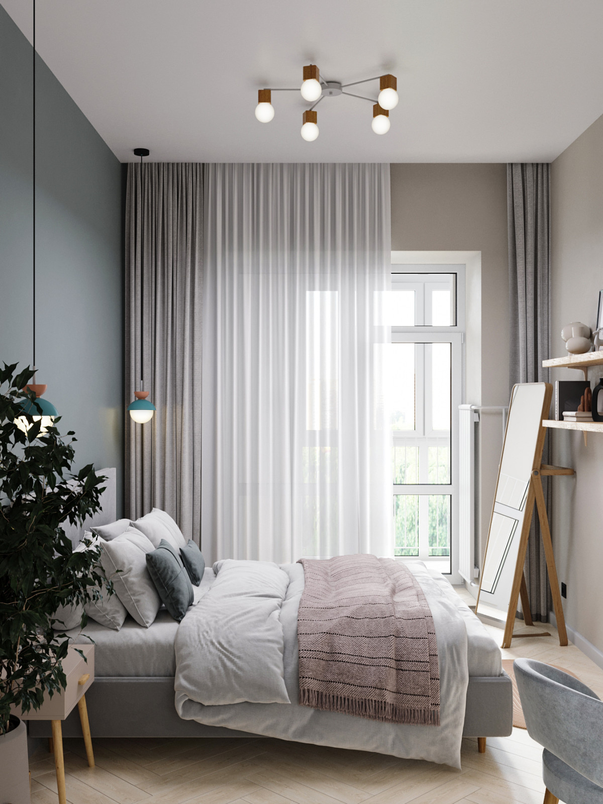 Дизайн-проект квартиры, площадью 59,25 м2, мкр Северный, жк Риф