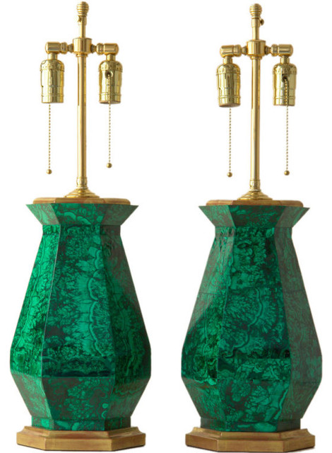 Pair of Malachite Lamps