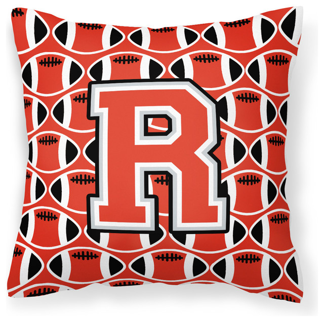 Letter R Football Scarlet and Gray Fabric Decorative Pillow ...