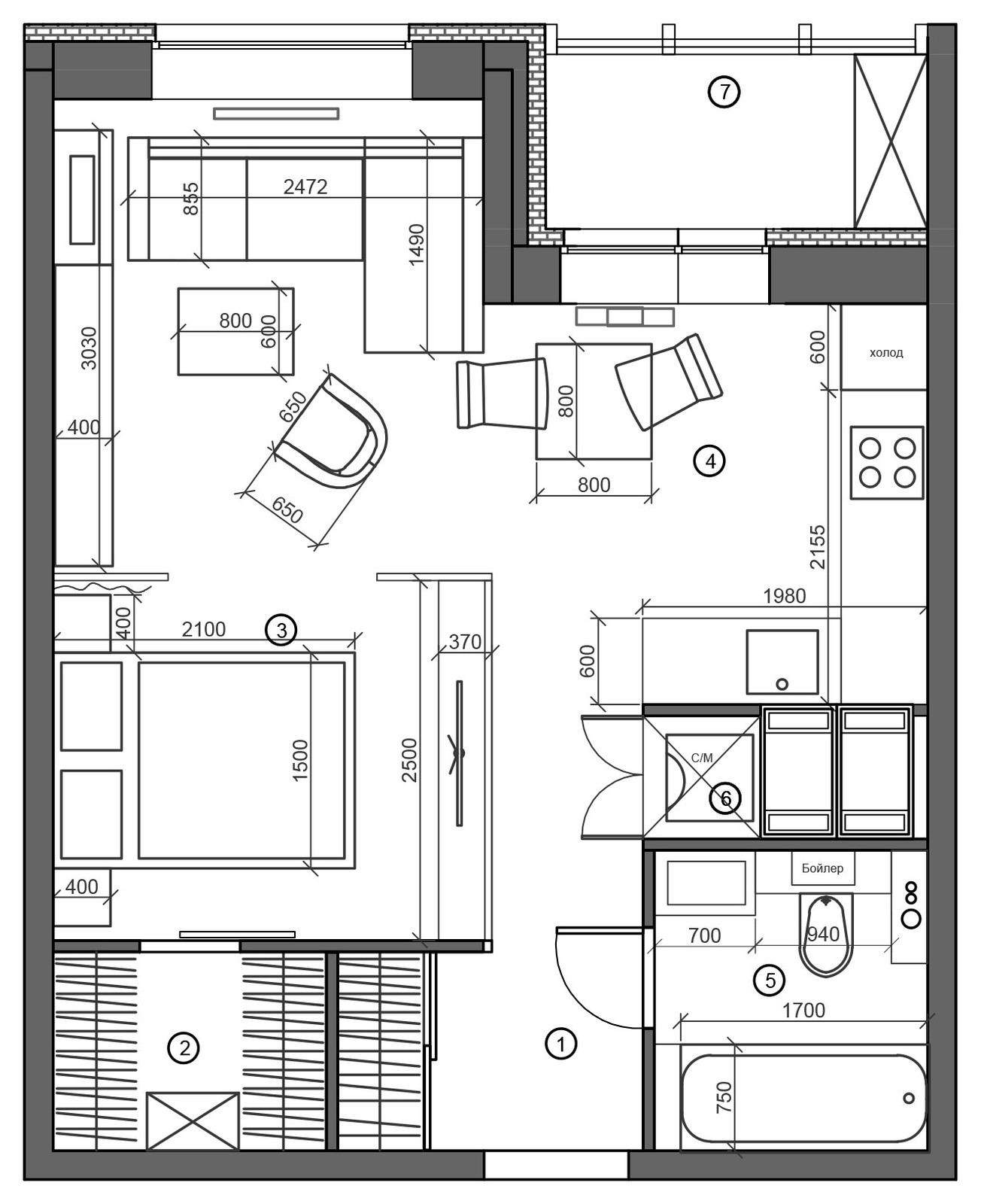 1-ком. квартира в ЖК Пулковский 36 м.кв. Планировка квартиры