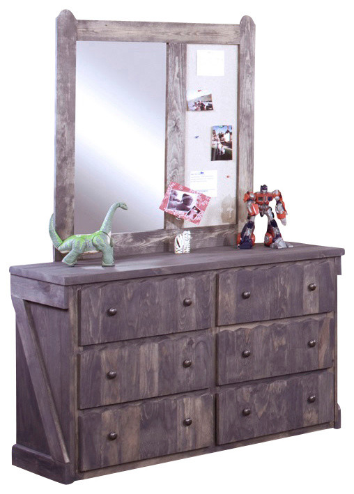 Chelsea Home 6-Drawer Dresser with Mirror in Driftwood